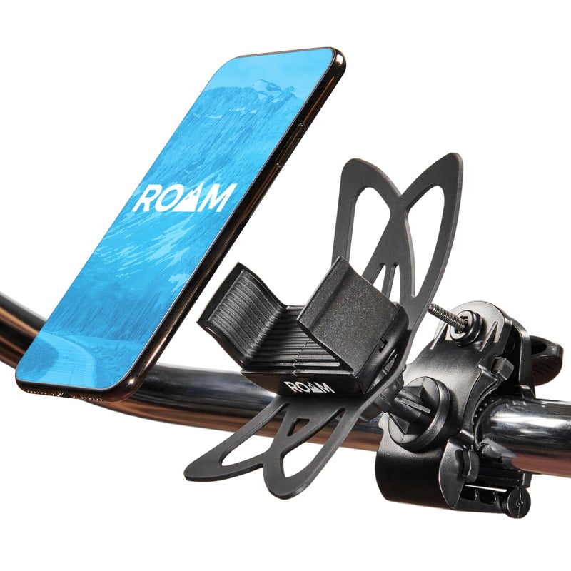 Roam Universal Black Net Bike Phone Mount Holder, 360Â° Rotation Hands Free Cell Navigation System for Motorcycle eBike Dirt Road Cruiser Scooter Jogging Stroller, Adjustable Up to 3.6" W x 7" L - Image 1