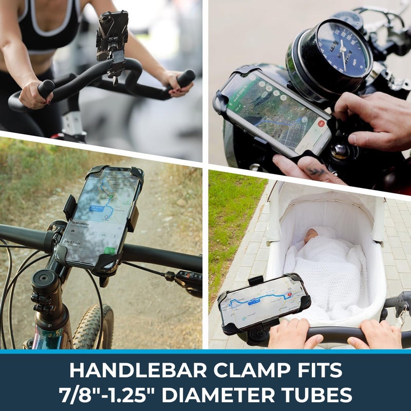Roam Universal Black Net Bike Phone Mount Holder, 360Â° Rotation Hands Free Cell Navigation System for Motorcycle eBike Dirt Road Cruiser Scooter Jogging Stroller, Adjustable Up to 3.6" W x 7" L - Image 4