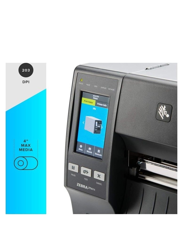 Zebra ZT411 Thermal Transfer Industrial Printer, 203 dpi Print Width 4 in Serial, USB, Ethernet, Bluetooth | ZT41142-T0E0000Z - Image 3