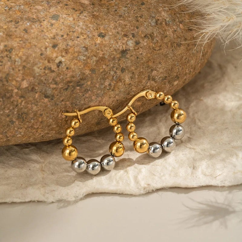 ذا بلاك بيرل اكسسوريز حلق أستانليس ستيل ذهبي × فضي - Image 2