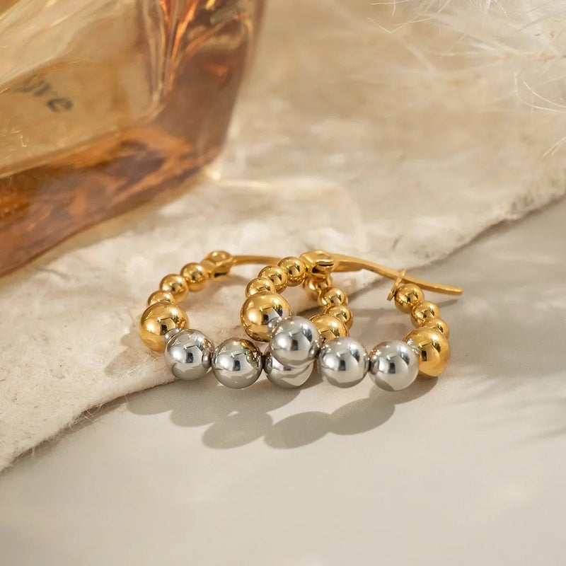 ذا بلاك بيرل اكسسوريز حلق أستانليس ستيل ذهبي × فضي - Image 5