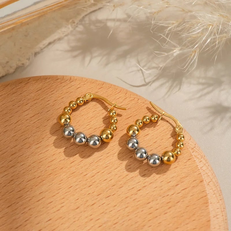 ذا بلاك بيرل اكسسوريز حلق أستانليس ستيل ذهبي × فضي - Image 3