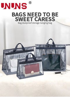UNUNS 4 Packs Handbags Dust Bags, Clear Handbag Storage, Purse Storage Organizer for Closet, Purse Cover Hanging Closet Organizer with Zipper and Handles, Grey  - Image 5