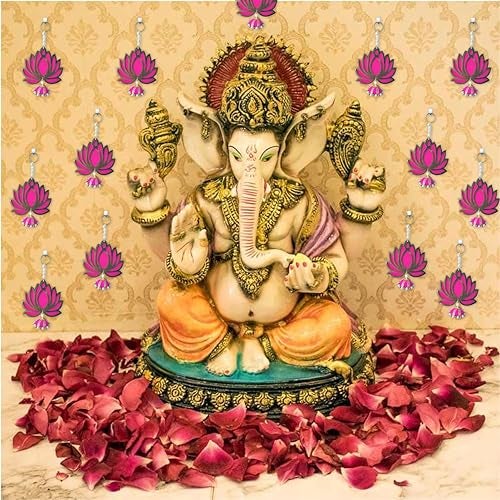 PulGos Pack of 6 Lotus Latkan/Hanging Ornaments- Multicolor Hanging Decoration for Main Door, Pooja Room, Temple, Wedding & Festival Décor, Traditional Home Decoration for Living Room & Entrance - Image 5