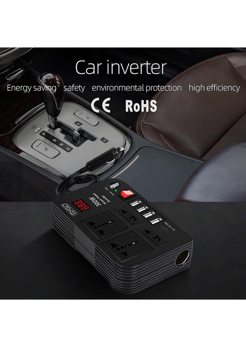 JAJEEK "300W Car Inverter, 12V to 220V Power Converter with 4 USB Ports, Universal Socket, Notebook Charging, Car Cigarette Lighter Adapter"  - Image 2