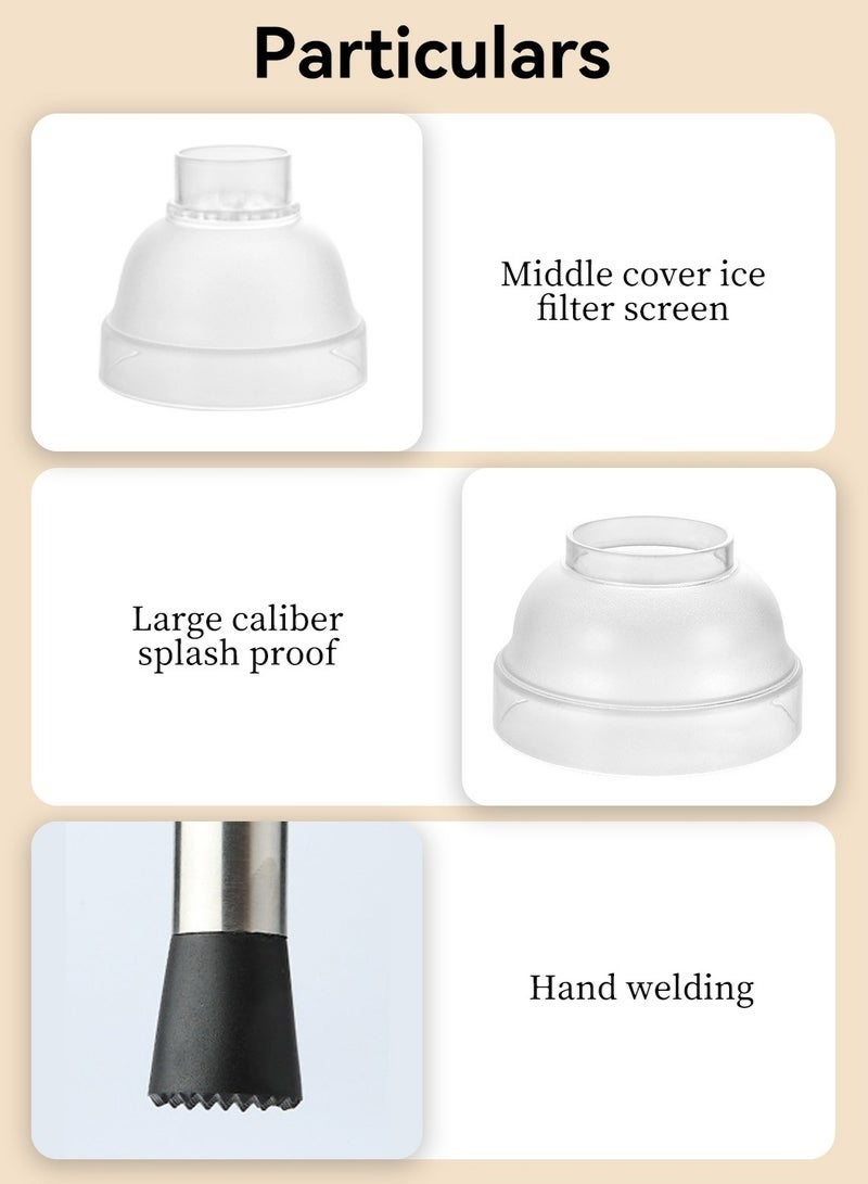 شاو تشن هزاز الكوكتيل مع مزج المشروبات المصفاة المضمن مع أداة المزج الاحترافية لكأس الغربال السميكة المقياسية مع الموحلة (700 مللي +300 مللي) - Image 3