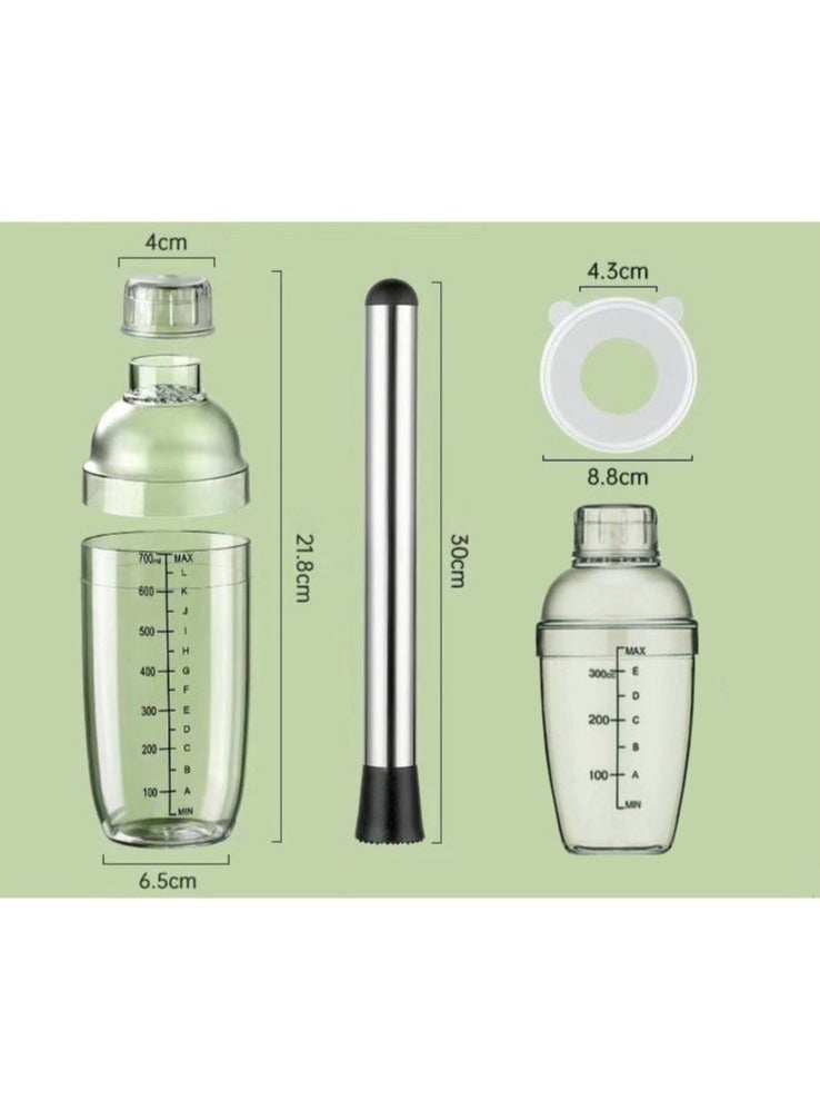 شاو تشن هزاز الكوكتيل مع مزج المشروبات المصفاة المضمن مع أداة المزج الاحترافية لكأس الغربال السميكة المقياسية مع الموحلة (700 مللي +300 مللي) - Image 2