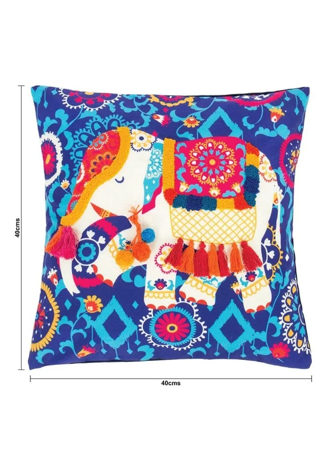 Chumbak Carnival Elephant Tassel Cushion Cover