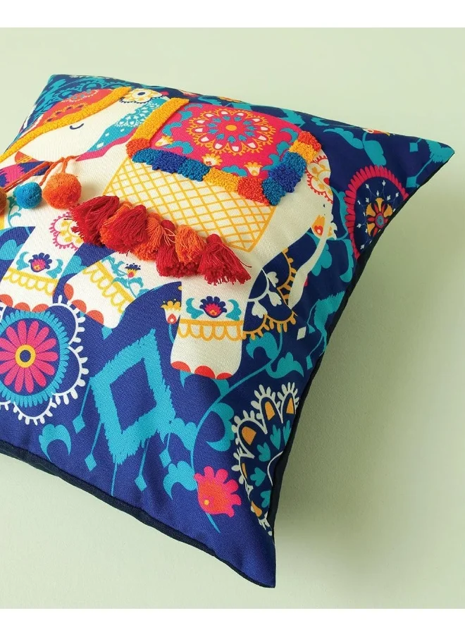 Chumbak Carnival Elephant Tassel Cushion Cover