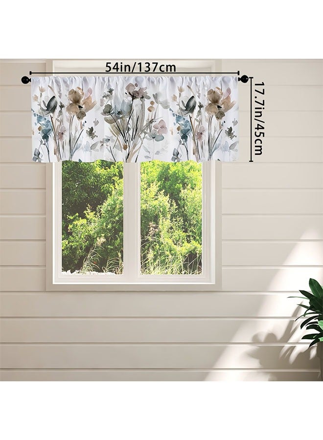 HOMESTAR 1pc Spring Floral Watercolor Abstract Art Kitchen Curtain Valance, 54"x18" Reversible Light-Filtering Rod Pocket Window Treatment for Living Room, Bedroom, Bathroom Home Decor, 100% Polyester, Machine Washable, Woven, Unlined, Pastoral Theme - Image 2