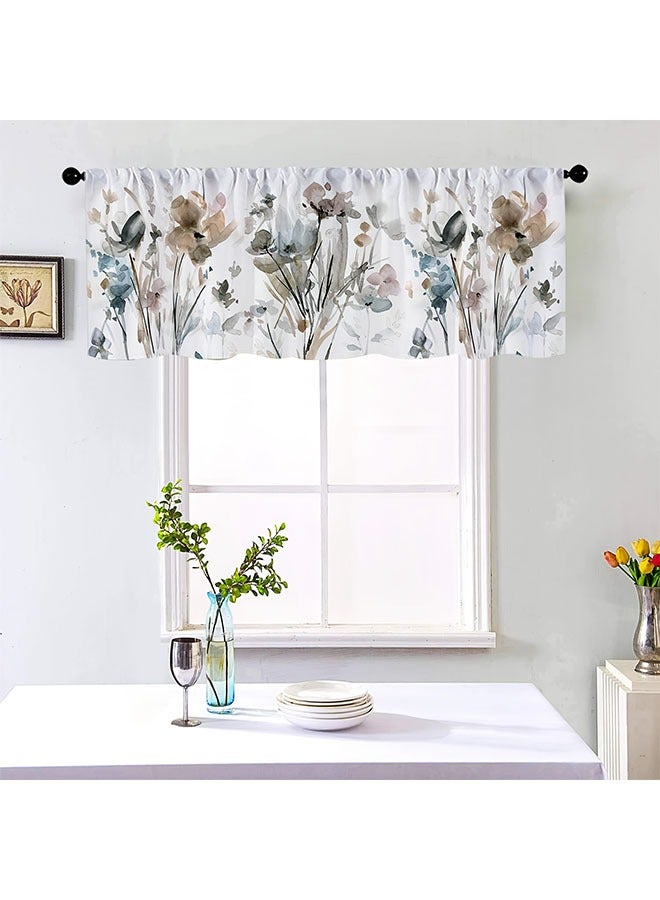 HOMESTAR 1pc Spring Floral Watercolor Abstract Art Kitchen Curtain Valance, 54"x18" Reversible Light-Filtering Rod Pocket Window Treatment for Living Room, Bedroom, Bathroom Home Decor, 100% Polyester, Machine Washable, Woven, Unlined, Pastoral Theme - Image 3