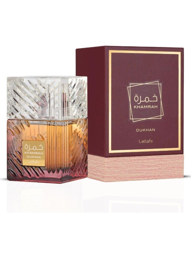 Lattafa Khamrah Dukhan Eau de Parfum 100ml Unisex by Lattafa – Smoky Spicy Oriental Fragrance - Image 1