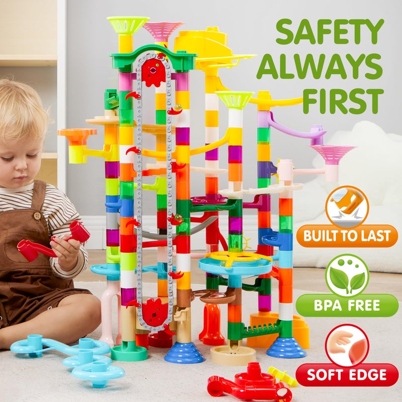 JOYIN 236Pcs Glowing Marble Run with Motorized Elevator- Construction Building Blocks Toys with 30 Glow in The Dark Plastic Marbles, STEM Toy for Boys and Girls Gift for Christmas - Image 4
