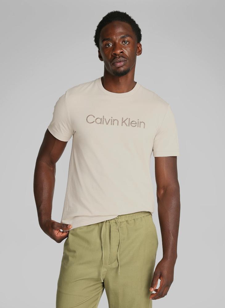 CALVIN KLEIN Textured Embroidery Logo T-Shirt  - Image 1