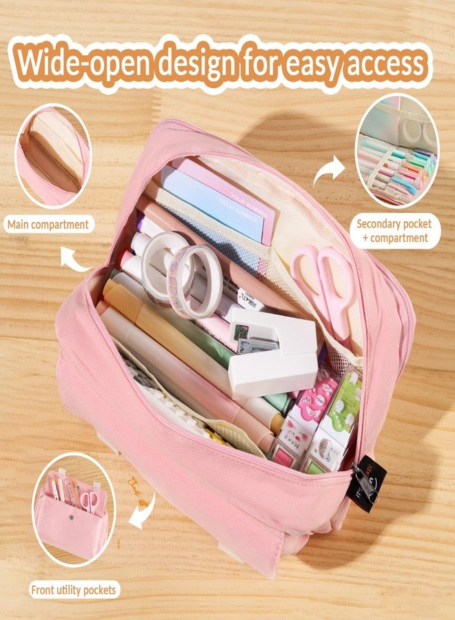 Sooez Large Capacity Pencil Case Pouch, Big Pencil Pouch Bag Box Organizer with 3 Compartment, Portable Pencil Bag Wide Opening, Aesthetic Pen Case, Pencil Cases for Girl Adult School College Supply - Image 2