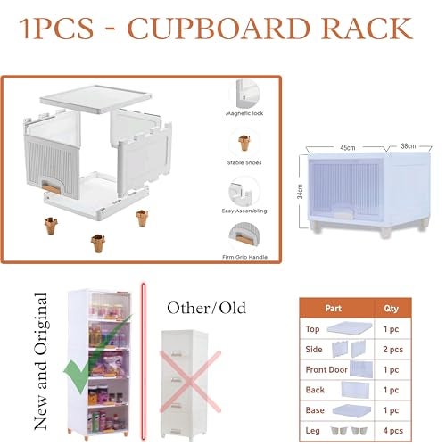 SpaceOrganizer Cupboard for Storage/Durable Storage Cabinet/Cupboard for Home/Office Cabinets/Cupboards/Bookcases/Cupboards/Drawers/File Cabinets (Cupboards-1 Door (Transparent), 1PCS) - Image 2