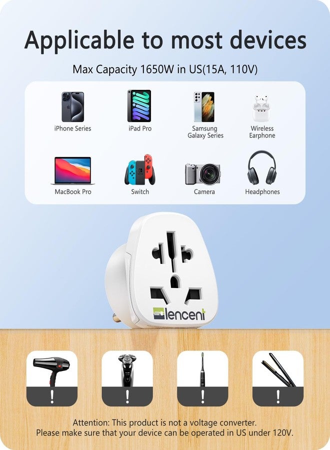 LENCENT World to US Plug Adapter, [2 Packs] European EU Europe/UK/Australia/China/Italy to USA American Outlet Power Adaptor Travel Plug Adapter - Image 4