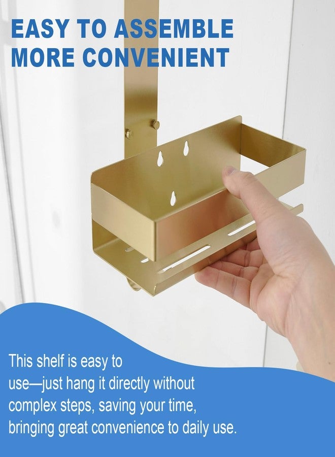 Hiendure Gold Shower Caddy Over Shower Door - 2 Tier Hanging Shower Caddy Organizer No Drilling, Shower Storage Shelf for Indoor Shower, Bathroom, Bedroom, Kitchen - Image 3