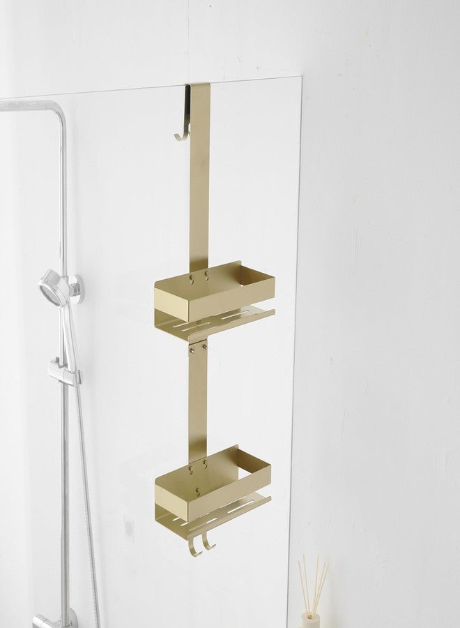 Hiendure Gold Shower Caddy Over Shower Door - 2 Tier Hanging Shower Caddy Organizer No Drilling, Shower Storage Shelf for Indoor Shower, Bathroom, Bedroom, Kitchen - Image 1