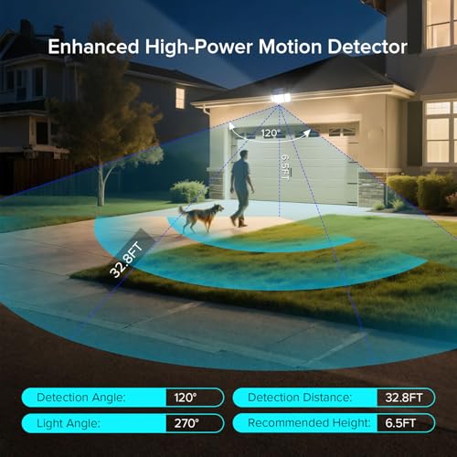 JJX Solar Outdoor Lights 3000LM 238 LED, 1 Pack 3-Head Motion Sensor Outdoor Lights, 6500K IP65 Waterproof 3 Lighting Modes Solar Security Light for Yard Garden Driveway with Remote Control - Image 2