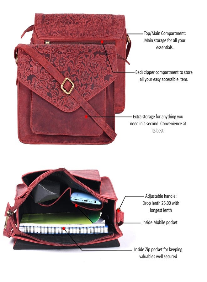 Ozora Leather Flapover Crossbody Handbag Purse for Women with Adjustable Strap & Overflap Snap Closure Tote/Bag (E.Red Hunter) - Image 3