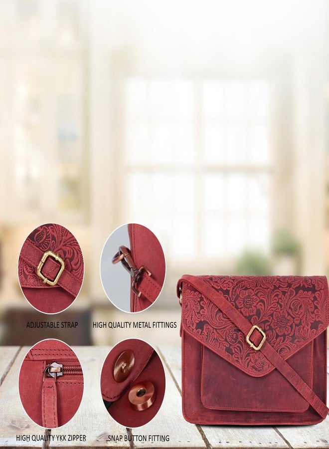 Ozora Leather Flapover Crossbody Handbag Purse for Women with Adjustable Strap & Overflap Snap Closure Tote/Bag (E.Red Hunter) - Image 5