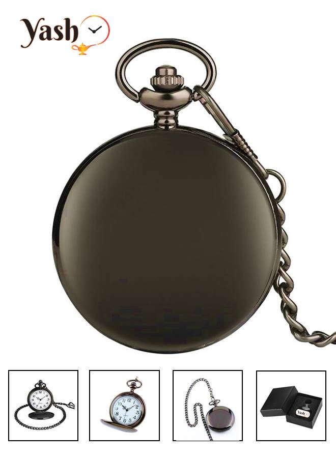 Yash Black Classic Design Quartz Pocket Watch - Image 1