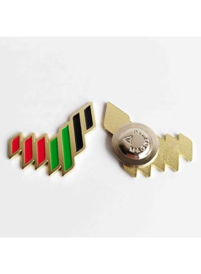 دبوس معدني وطني إماراتي، بتصميم روح الاتحاد، لمسة ذهبية - Image 1