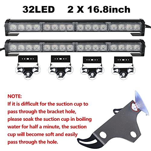 ASPL 2x16.8 inch Emergency Flashing LED Traffic Advisor Strobe Light Bar 32LED 26 Flash Patterns Interior Safety Warning Lights (Amber/Red) - Image 2