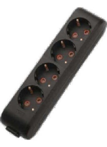 Viko Multi-Let Black Quadruple Socket with Grounded Terminals Child Proof  - Image 1