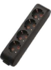 Viko Multi-Let Black Quadruple Socket with Grounded Terminals Child Proof  - Image 2
