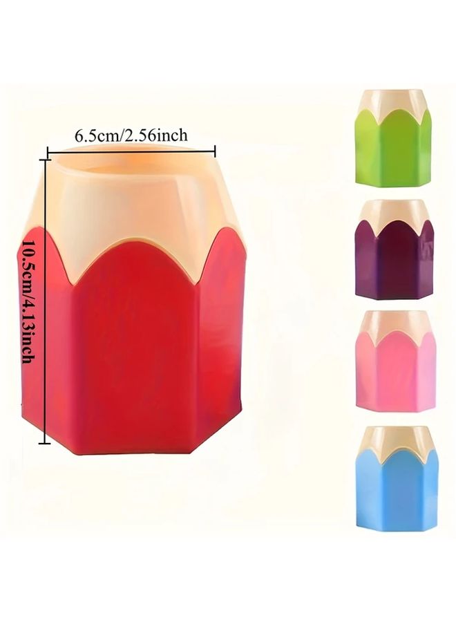 Random Color 3pcs Cute Pencil Shaped Pen Holder Desk Organizer Stationery Rack For School Office - Image 2