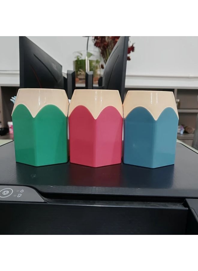 Random Color 3pcs Cute Pencil Shaped Pen Holder Desk Organizer Stationery Rack For School Office - Image 4