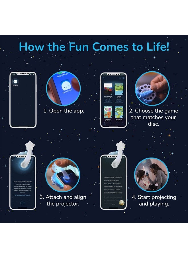 Moonlite - جهاز عرض صغير مزود بخمس ألعاب من عالم ريان طريقة جديدة للعب معًا 5 ألعاب رقمية مع جهاز عرض ضوئي هدايا عالم ريان للأطفال من سن 4 سنوات فما فوق - Image 1