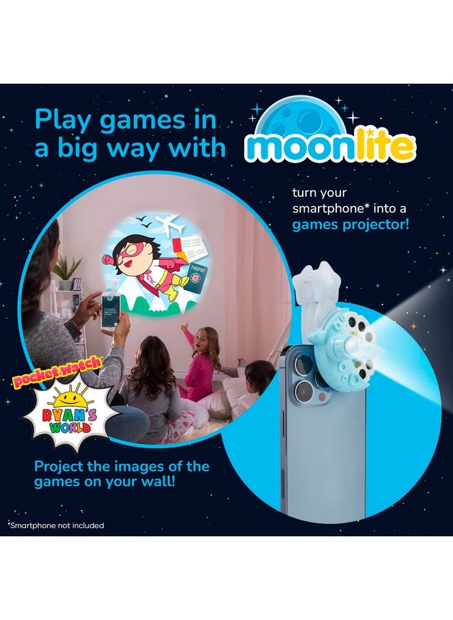 Moonlite - جهاز عرض صغير مزود بخمس ألعاب من عالم ريان طريقة جديدة للعب معًا 5 ألعاب رقمية مع جهاز عرض ضوئي هدايا عالم ريان للأطفال من سن 4 سنوات فما فوق - Image 1