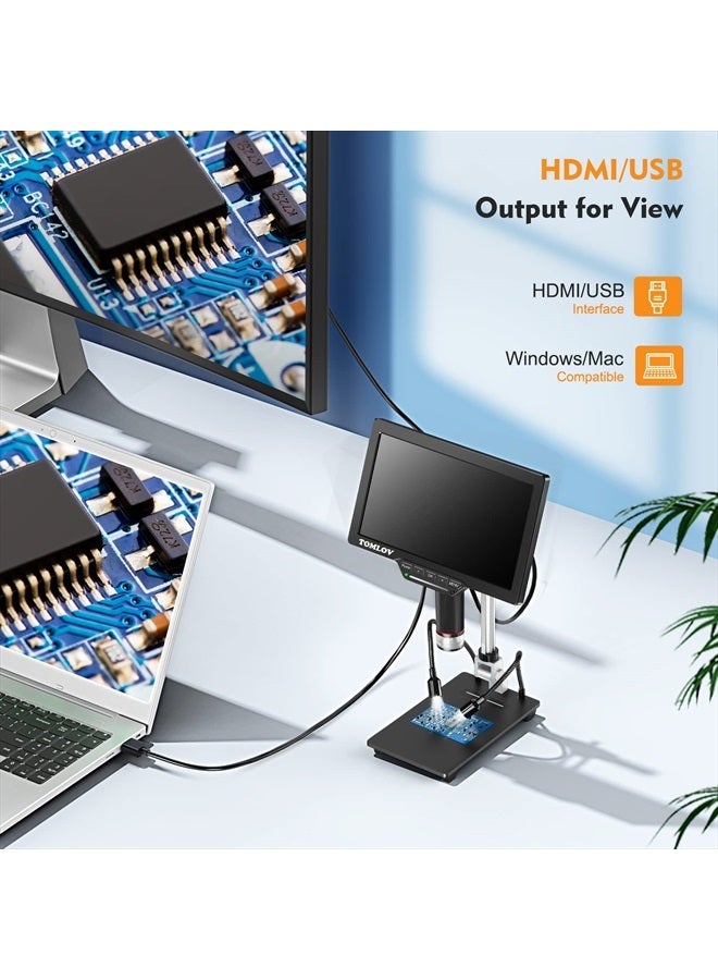 TOMLOV DM202 Digital Microscope 1500X, 10.1 Inch HDMI Coin Microscope Full View,16MP LCD Microscope with Screen, Electronics Repair Soldering Microscope for Adults,TV/Windows/Mac Compatible, 32GB - Image 4