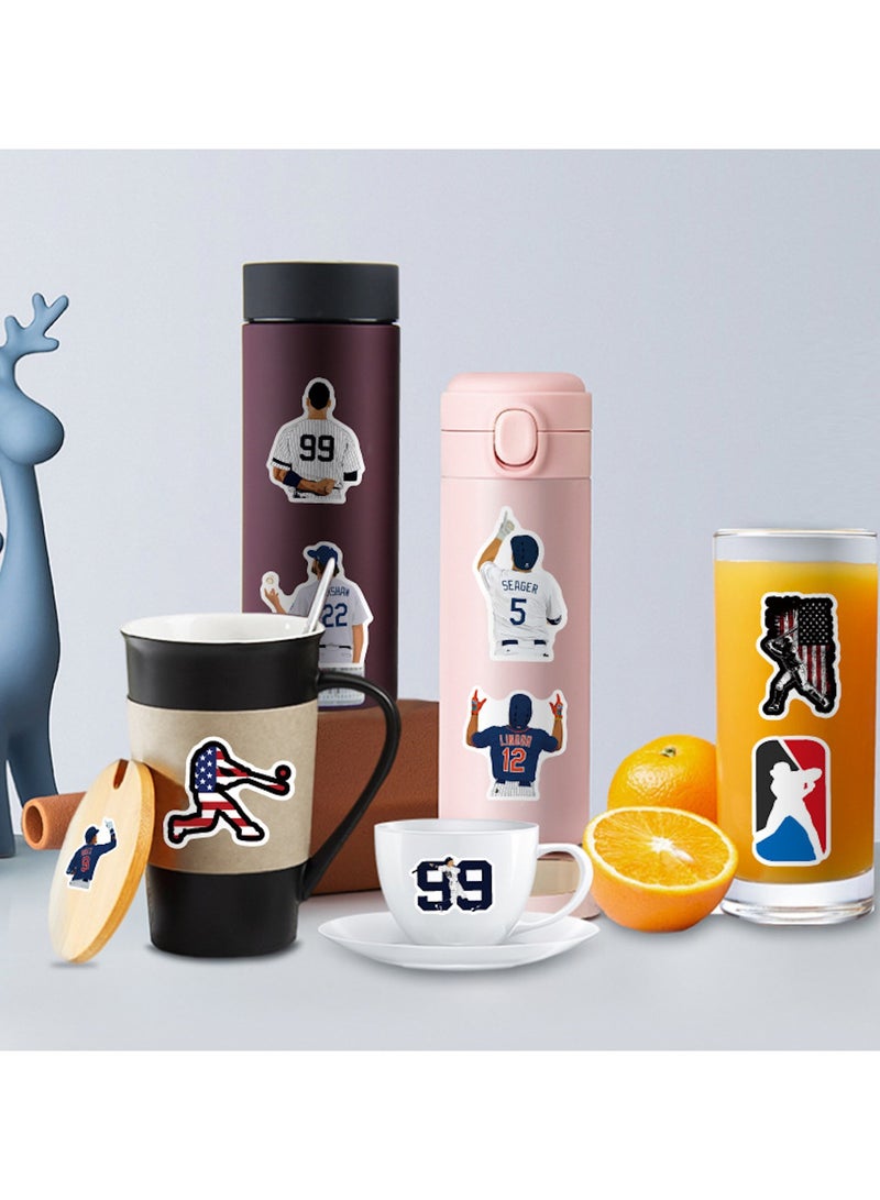 قوس قزح أورينبو ملصقات بيسبول للأطفال والكبار، مجموعة من 50 قطعة من ملصقات بيسبول مقاومة للماء، ملصقات خوذة بيسبول من الفينيل، ملصقات رياضية لحفلات البيسبول - Image 3