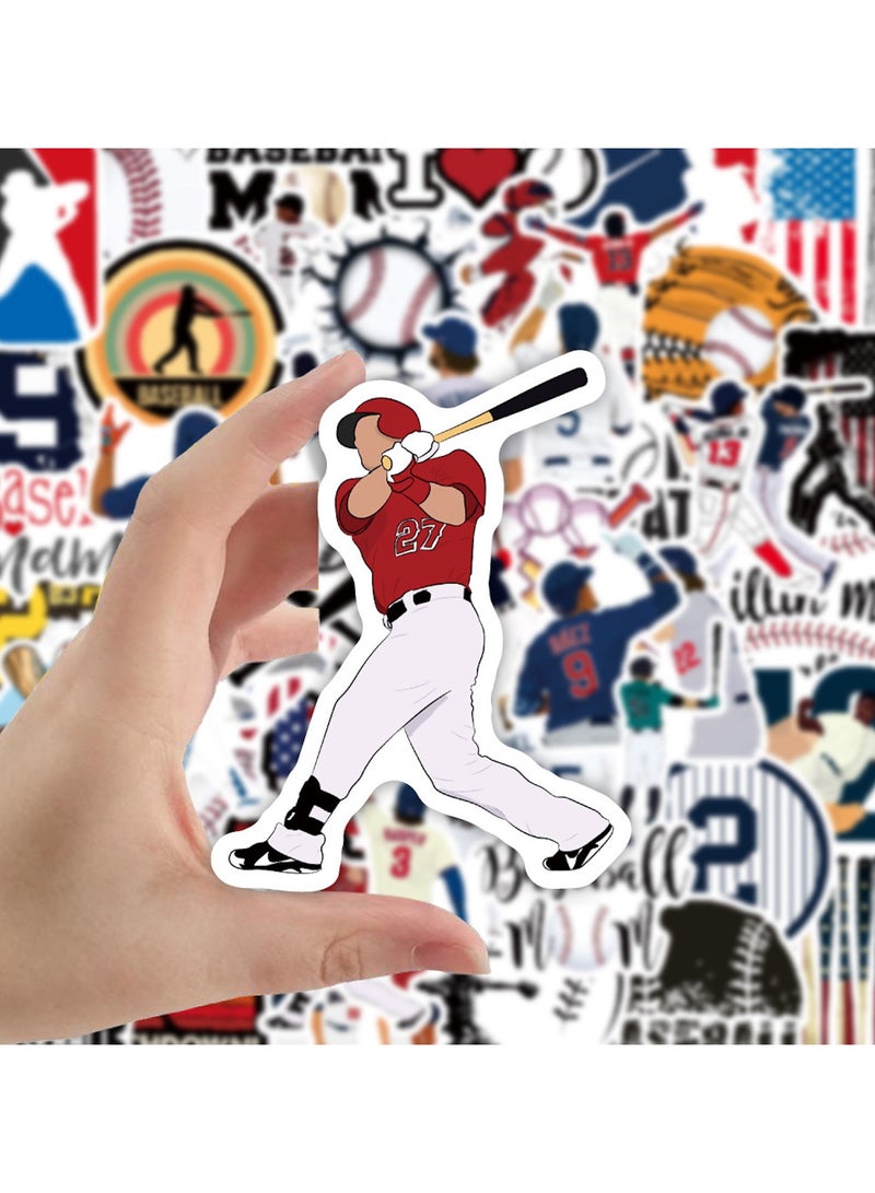 قوس قزح أورينبو ملصقات بيسبول للأطفال والكبار، مجموعة من 50 قطعة من ملصقات بيسبول مقاومة للماء، ملصقات خوذة بيسبول من الفينيل، ملصقات رياضية لحفلات البيسبول - Image 5