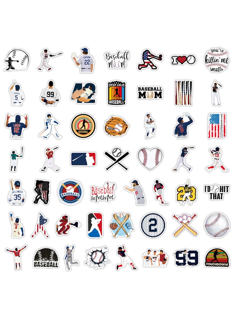 قوس قزح أورينبو ملصقات بيسبول للأطفال والكبار، مجموعة من 50 قطعة من ملصقات بيسبول مقاومة للماء، ملصقات خوذة بيسبول من الفينيل، ملصقات رياضية لحفلات البيسبول - Image 2
