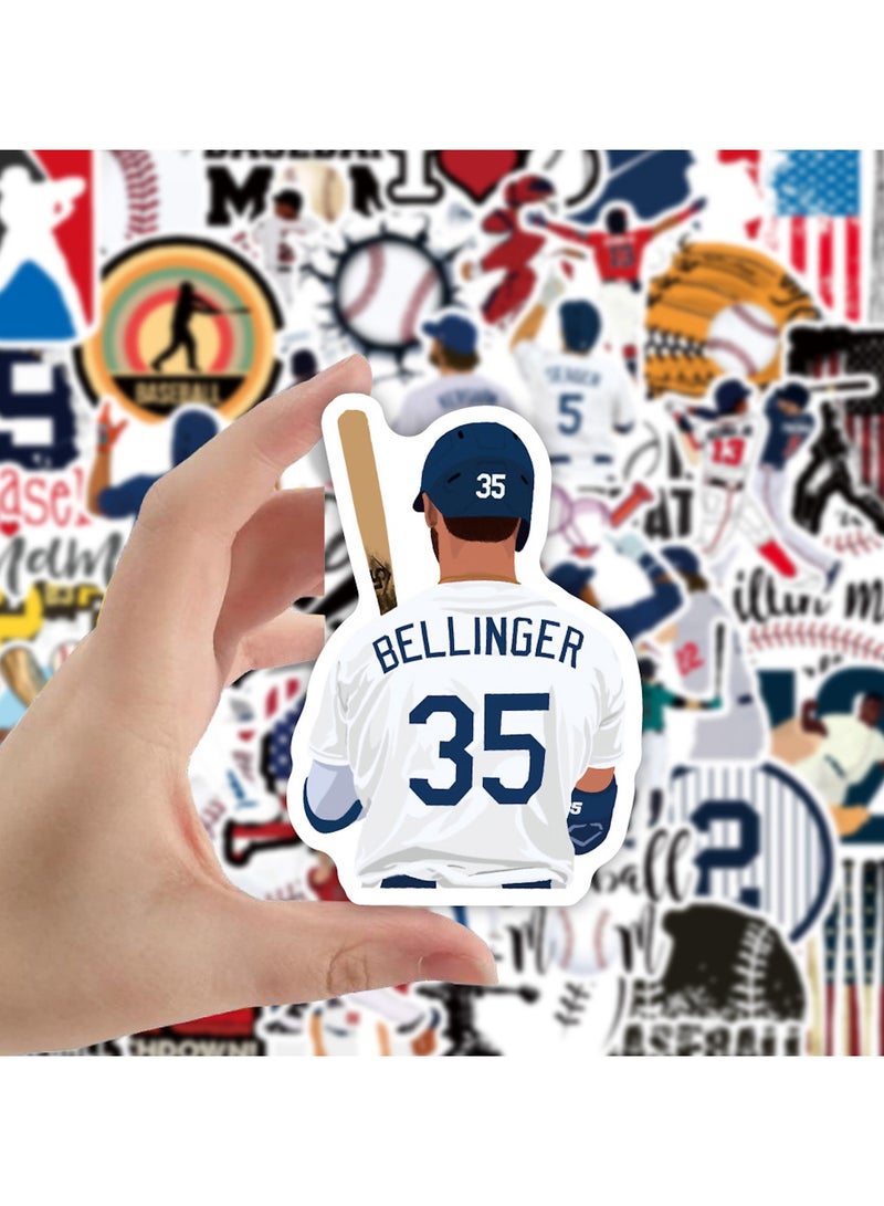 قوس قزح أورينبو ملصقات بيسبول للأطفال والكبار، مجموعة من 50 قطعة من ملصقات بيسبول مقاومة للماء، ملصقات خوذة بيسبول من الفينيل، ملصقات رياضية لحفلات البيسبول - Image 4