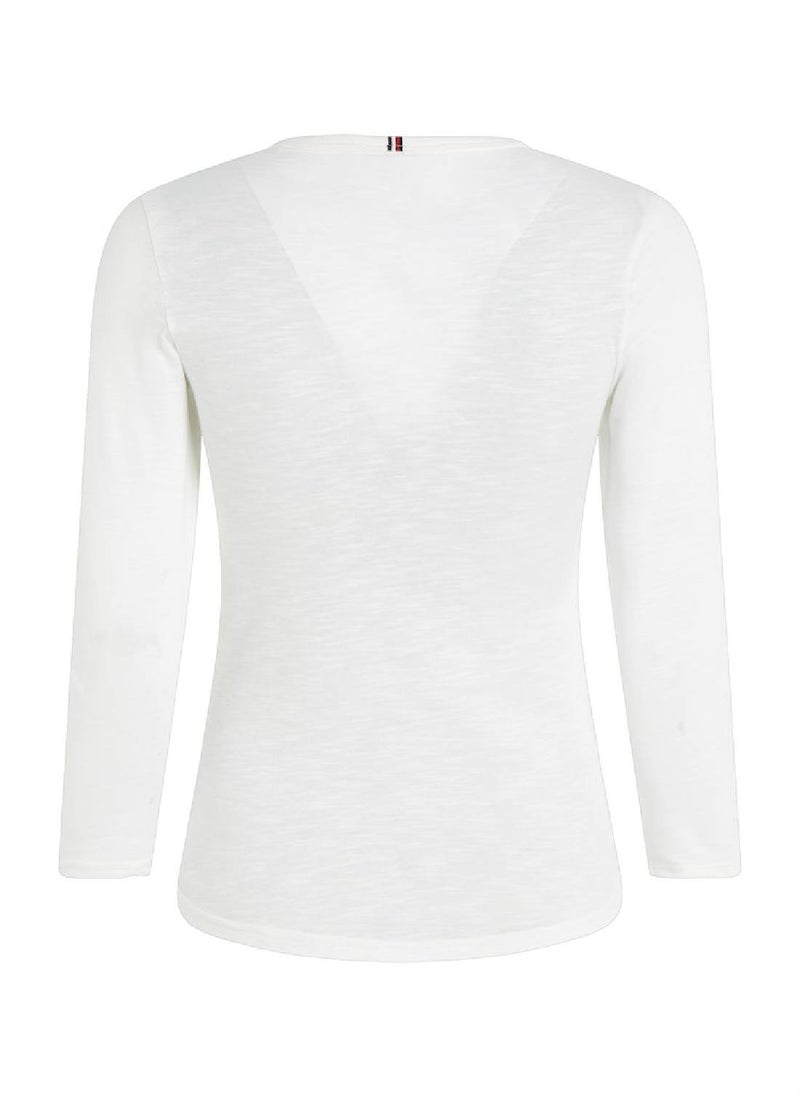 Women's 1985 Slim Slub Open Long Sleeve Knit Tops - Cotton, White - pzsku/Z2B7508CF18FB62712584Z/45/_/1723743644/e876f912-9494-4021-8091-a0fbada6e5a8