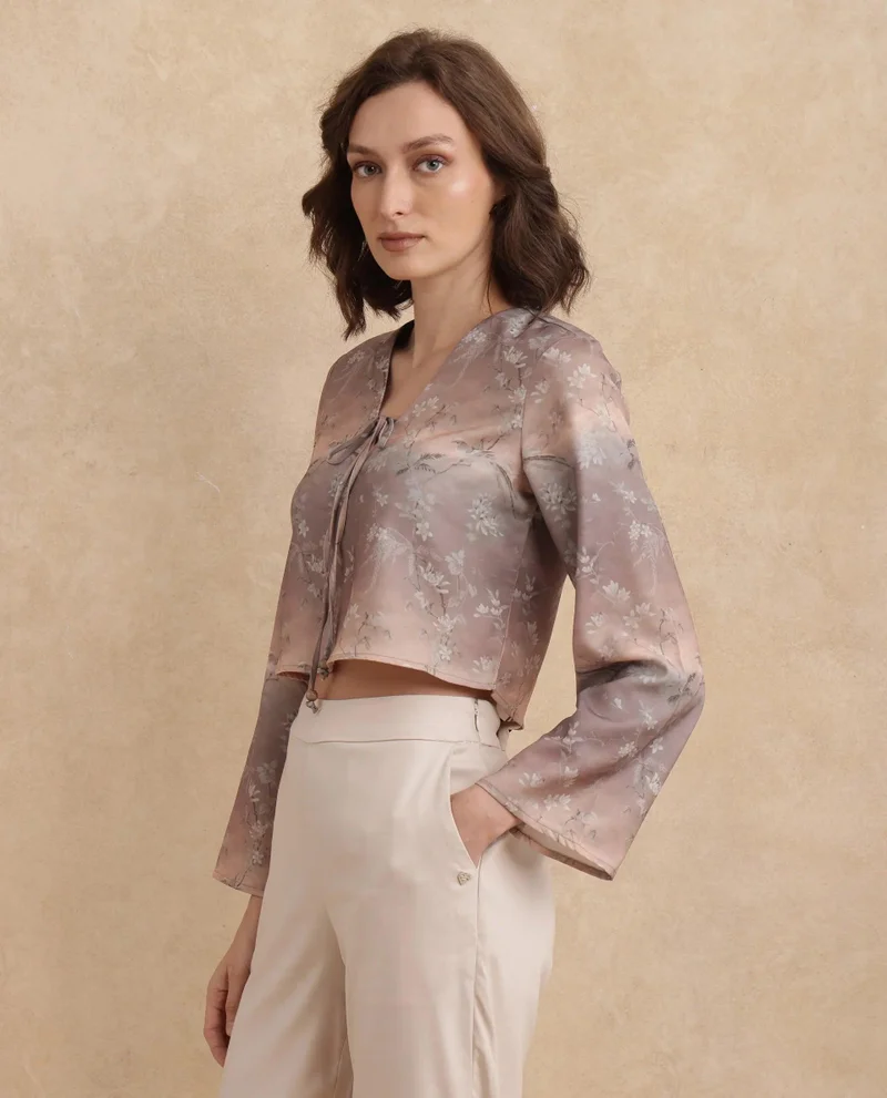 Rareism Women's Floral Print Cropped Top