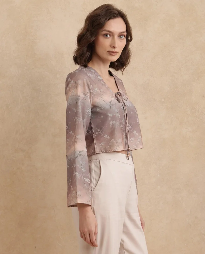 Rareism Women's Floral Print Cropped Top