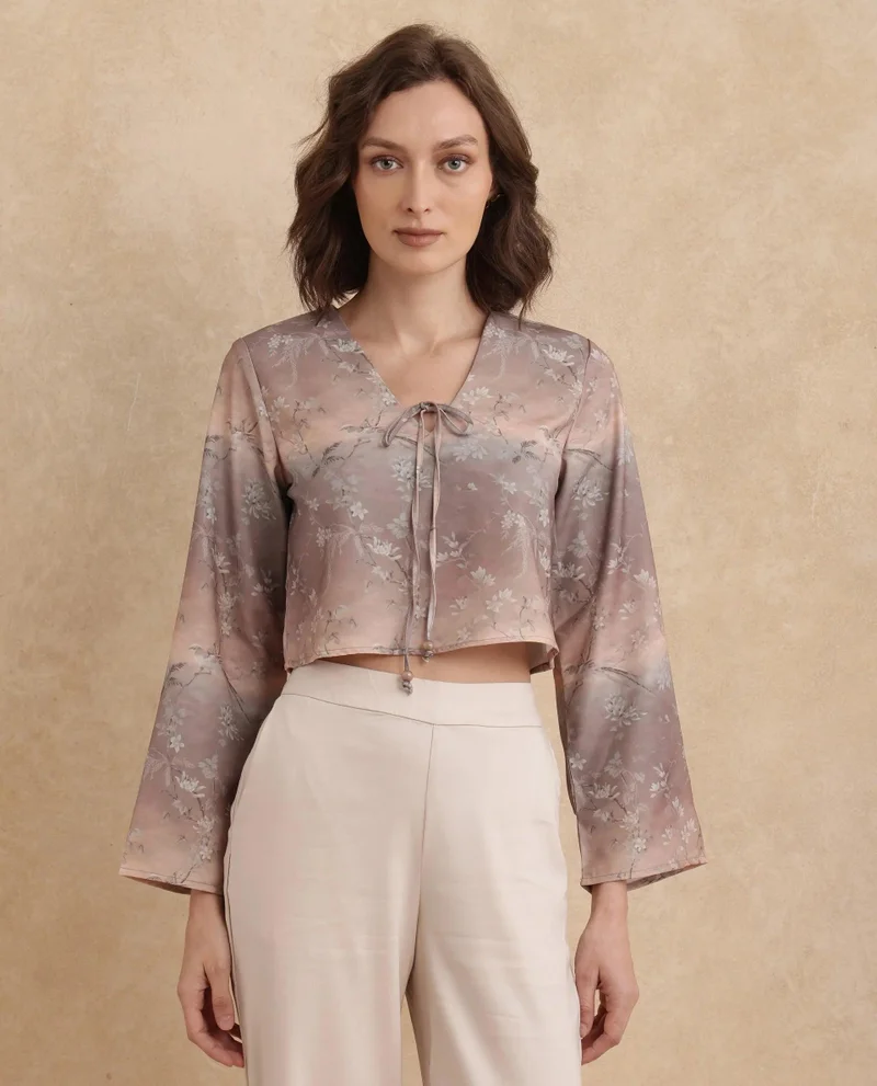 Rareism Women's Floral Print Cropped Top