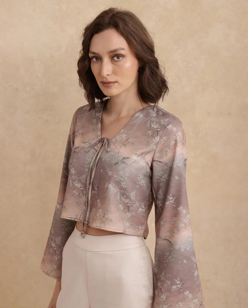 Rareism Women's Floral Print Cropped Top
