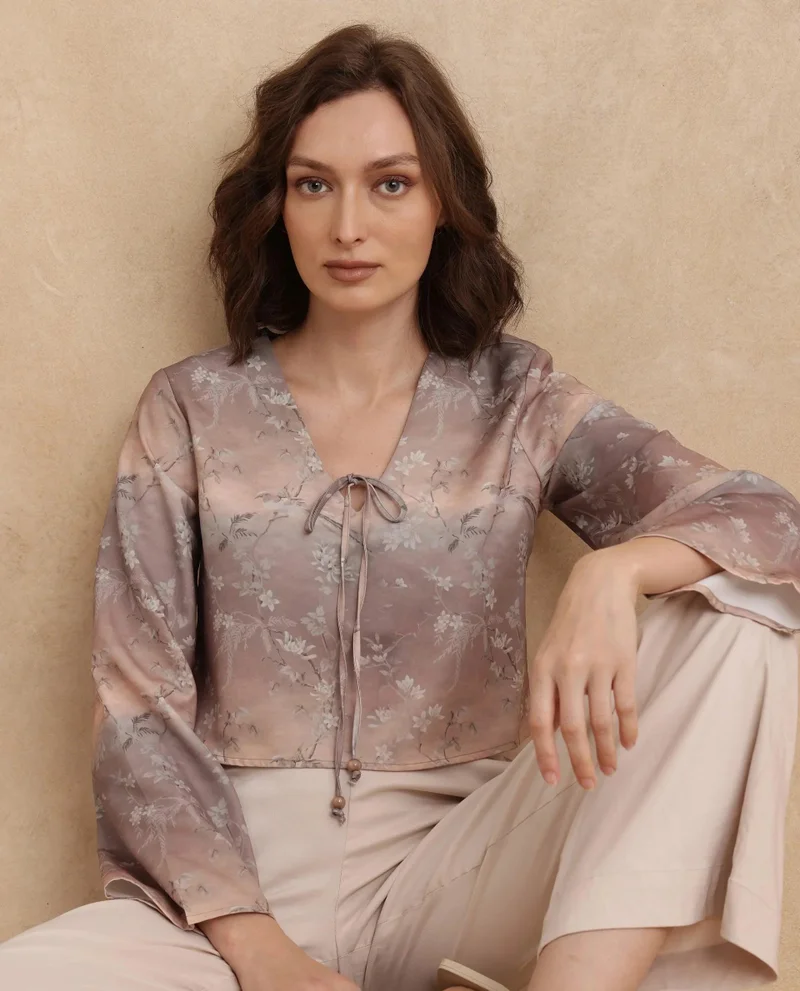 Rareism Women's Floral Print Cropped Top