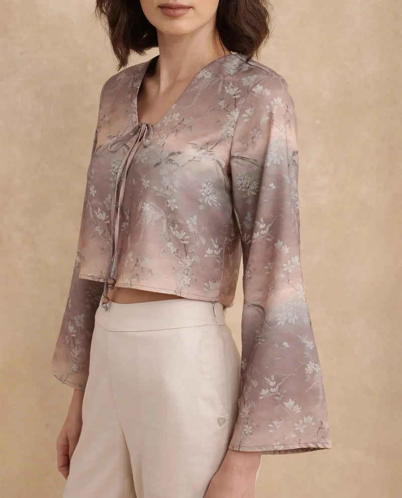 Rareism Women's Floral Print Cropped Top