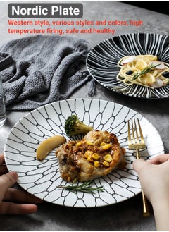 nihao 18 Piece Nordic Porcelain Dinner Set- Includes 6*10 inch Plates , 6*8 inch Plates , 6*4.5 Inch Vegetable Bowls , Ceramic Dinnerware Sets, Microwaveable and Freezer-Friendly/ Eco-Friendly and Food-Grade with 6 Patterns  - Image 3