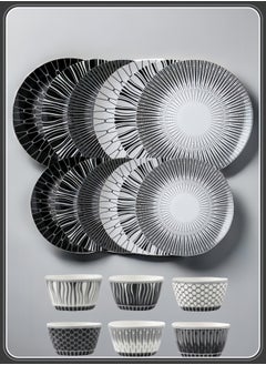 nihao 18 Piece Nordic Porcelain Dinner Set- Includes 6*10 inch Plates , 6*8 inch Plates , 6*4.5 Inch Vegetable Bowls , Ceramic Dinnerware Sets, Microwaveable and Freezer-Friendly/ Eco-Friendly and Food-Grade with 6 Patterns  - Image 2