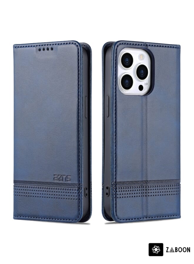 Zaboon Protective Case For iPhone 14 Pro Max AZNS Magnetic Calf Texture Flip Leather - Image 2